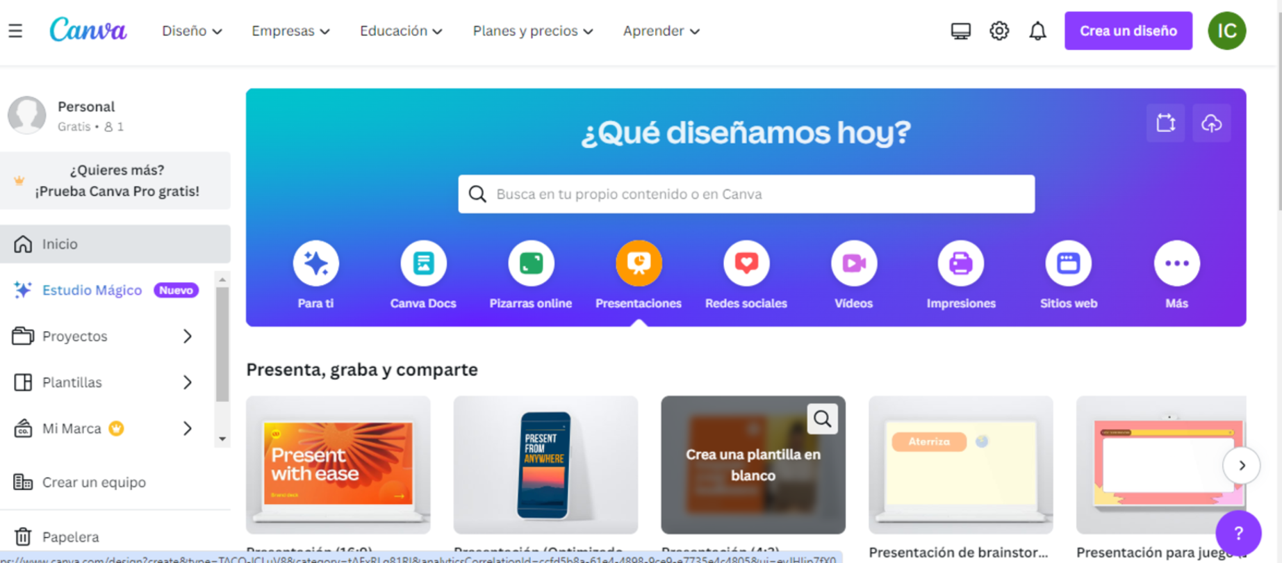 Presentations in Canva